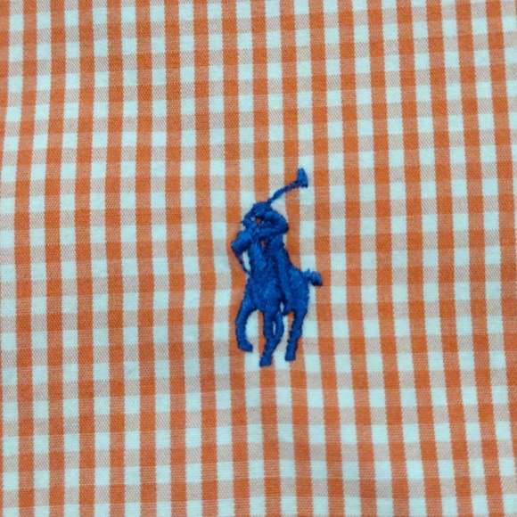 Ralph Lauren xl short sleeve Blake cotton button down shirt salmon and white. - Picture 2 of 11